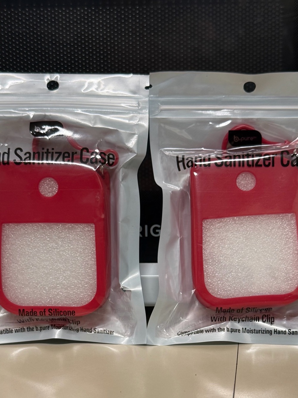 Red Silicone Hand Sanitizer Case with Keychain Clip by